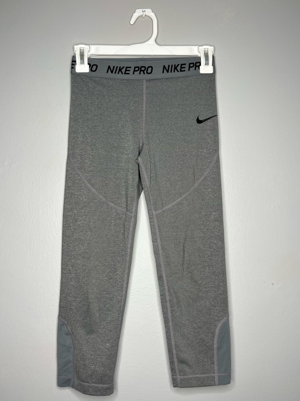Nike Pro Training Dri Fit Gray Kids Cropped Performance Compression Leggings